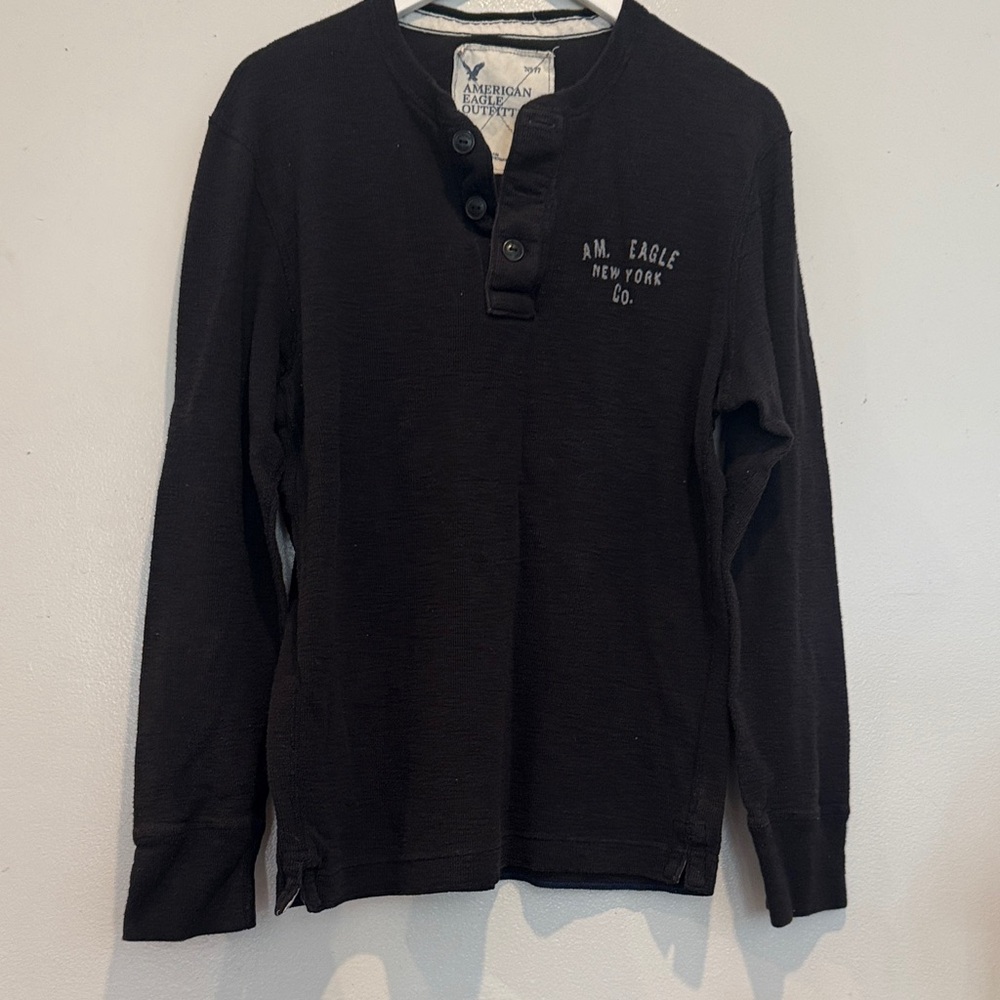 American Eagle Outfitters Kids Charcoal Long Sleeve Henley